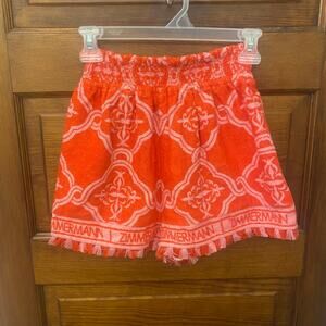 Zimmermann Anneke Shirred Waist Short size 10 Red Girls $120 NWT's